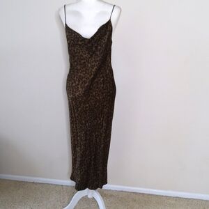 Zara Flowing Leopard Satin Dress